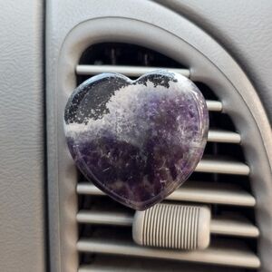 Amethyst Crystal Heart Car Air Vent Clip